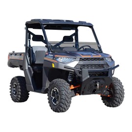 SuperATV Heavy-Duty Half Windshield for 2013-2019 Polaris Ranger XP 900 / XP 900 Crew | Snug, Rattle-free Fit | 1/4" Thick Dark Tint Polycarbonate 250 Times Stronger Than Glass | USA Made