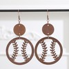 QIAOLEHUI Geometric Wooden Baseball Rugby Earrings Retro Hollow Out Baseball