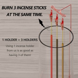 HaisWonsa Incense Holder Ash Catcher - Upside Down Glass Incense Holder for Sticks, Reverse Inverted Anti Ash No Mess Insence-Stick Holder, Modern Metal Decorative Vertical Incense Burner, Rose Gold