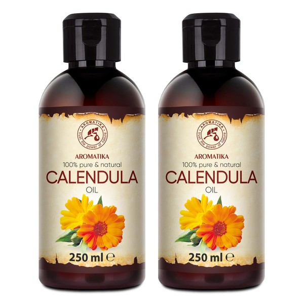 Calendula Oil 2 x 250 ml - Calendula Oil - Calendula Officinalis - Calendula Oil Set - 100% Pure & Natural - Calendula Oil - Base Oil - Marigold Oil for Beauty - Massage - Cosmetics - Body Care
