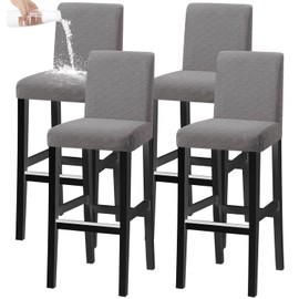 KELUINA Bar Chair Stool Covers, Stretch Removable Washable Chair Slipcover for Short Rotating Dining Chair Back Chair Bar Stool Chair (Light Grey, Set of 4)