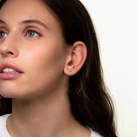 XENOX® Piercing Earrings (1 Piece) – Piercing Made of High-Quality 925 Sterling Silver with Zirconia Stone, Sterling Silver, Cubic Zirconia