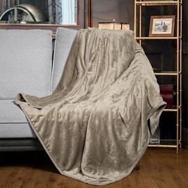 WOOMER Electric Heated Throw Blanket(50"x 60"), Soft Flannel Fast Heating Blanket with Multi-Color Option, 4 Heating Levels & 4H Auto Off, Machine Washable, Over-Heat Protection - Color: Taupe