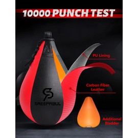 SAEEPABUL Speed Bag,Speed Bag for Boxing,PU Leather Reflex Training Pear Shaped Punching Bag,Fast Reaction Skills Development Perfect for Kids Teens Adults Boxing Coaches Maya Black & Red