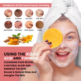Turmeric Kojic Acid Cleansing Pads: Turmeric Cleansing Pad for Dark Spots - Turmeric Exfoliating Face Scrub Pads for Face and Body (80PCS)