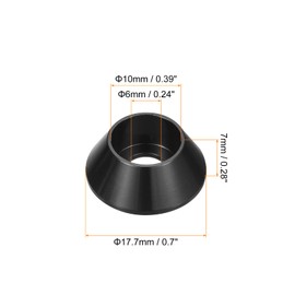 sourcing map M6 Cone Cup Countersunk Washers, 20 Pcs Anodized Aluminum Gaskets Cup Head Washer Gasket, Cup Screw Counterbore Gasket for Mechanical Accessories Parts, Black