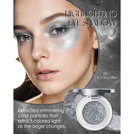 Glitter Shimmer Single Eyeshadow Palette,Gray Blue Chameleon Cream Eye Shadow, Waterproof Long Lasting Highly Pigmented Sparkly Duochrome Eyeshadow Makeup Highlighter Festival Party Gifts for Women#05