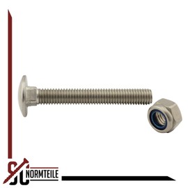 Pack of 10 M8 x 70 mm A2 Stainless Steel Carriage Bolts and Locking Nuts