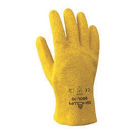 SHOWA 960M-09 Kpg Pvc Coated Gloves, Medium, Gray/Yellow