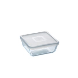 Pyrex Cook&Freeze Square Container with Lid, 15 x 15 cm x 6 cm, 0.85 L, Extra Robust Borosilicate Glass, Oven-Safe