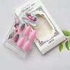 Pink&Green Press on Nails Medium Almond Fake Nails Ombre False