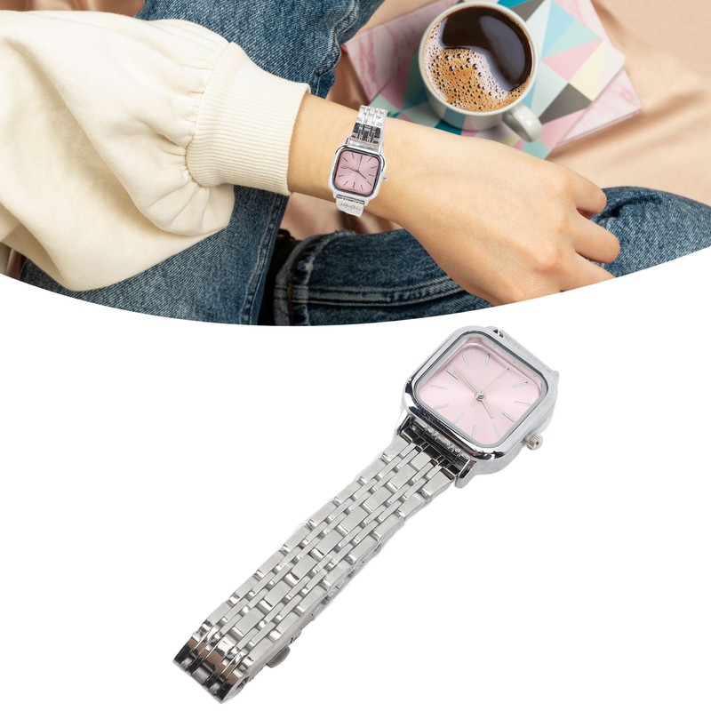 Women Quartz Watch Alloy Steel Strap Stylish Waterproof Ladies Square