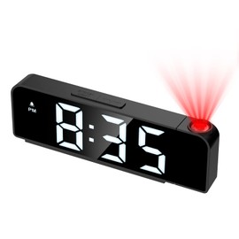 Newest Projection Alarm Clock for Bedroom, 7.9" Large Screen, 4-Level Dimmer, Date Display, Temperature Display, Ceiling Digital Alarm Clock with 180° Projector for Children, Elders, Senior