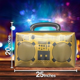 Large Inflatable Boombox | Inflatable Boom Box | 80s Hip Hop Boom Box | Old School Boombox | Blow Up Stereo 90s | 80s Hip Hop Party Decorations | Rap Costume Accessories (Gold)