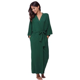 Women's Plus Size Robes Long Cotton Bathrobe Lightweight Sleepwear Soft Maternity Dressing Gown Knit Wrap House Loungewear