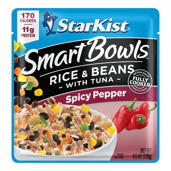 StarKist Smart Bowls Spicy Pepper, 4.5 oz Pouch (Pack of 12) – Features Rice & Beans with Wild Caught Light Tuna