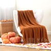 BATTILO HOME Caramel Throw Blanket Geometric Pattern Indoor Outdoor Knitted