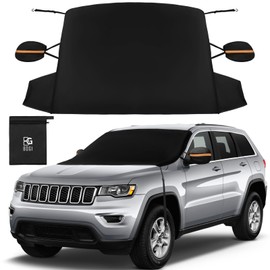 BOGI Windshield Cover for Ice and Snow, Heavy Duty 600D Windshield Snow Cover with 2 Mirror Covers Waterproof Car Cover for Snow Windshield Protector for Cars, SUVs, Trucks (77"x47")