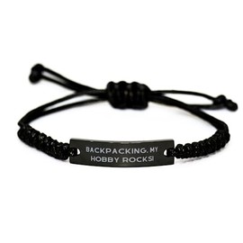 Perfect Backpacking Gifts, Backpacking. My Hobby!, Inappropriate Birthday Black Rope Bracelet Gifts For Friends From Friends, Funny engraved bracelet gift ideas, Best funny engraved bracelet gifts,