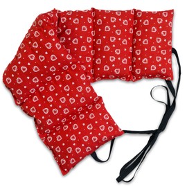 Heat Cushion, 7 Chambers, with Strap, 65 x 15 cm, Heart Red, Grain Heat Cushion for Tying Round