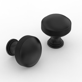 ROMATEE 10 Pack Matte Black knurled Cabinet Knobs 0.7 Inch(17mm) Single Hole Cabinet Handles Rectangle Dresser Knobs Drawer Knobs and Pulls for Bathroom Cabinets