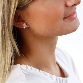 MATERIA by Matthias Wagner Gingko SO-392-MA Women's Stud Earrings Rhodium-Plated 925 Silver, Silver