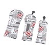 3PCS Golf Club Head Cover PU Waterproof English Flag Pattern