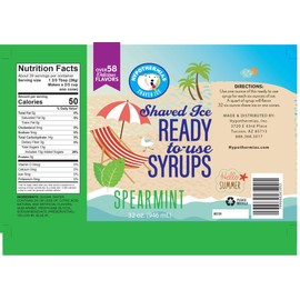 Spearmint Hawaiian 🍧 Snow Cone Flavors Syrup 🌺 coffee syrup, popsicle, icee, slushie, soda stream flavors syrup | Made with 100% Pure Cane Sugar, NO CORN SYRUP 🚫 🌽 Ready to Use Quart (32 Fl Oz)