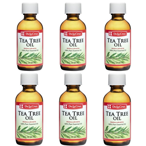 De La Cruz Tea Tree Oil - 100% Pure Tea Tree Essential Oil - Steam Distilled Tea Tree Oil for Aromatherapy - 2 FL OZ (6 Bottles)