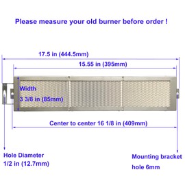 GRILLJOB Ceramic Infrared Rear Rotisserie Burner Replacement 304 Stainless Steel IR Back Burner with Ceramic Wafer for Some Nexgrill Jenn Air Perfect Flame 720-0522 and Other Grill Brands