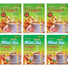Honsei Instant Ginger Honey  Original, Mint Flavor 20 Sachets Each 6 PACK