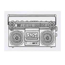 'Stereo Boombox' Temporary Tattoo - Water Resistant, Skin-Safe, Non-Toxic Transfer (TO00048048)