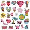 IANZE 25PCS Pink Girl Iron on Patches, Sew on Embroidered