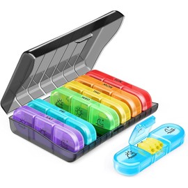 Lrocotanc Pill Box - 7-Day Medication Box - Small Pill Box - Supplement Box - Pill Box - Pill Organizer - Pill Box