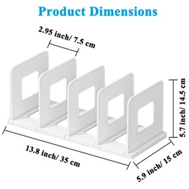 SAYEEC Desk File Sorter Vertical Desktop File Folder Organizer 4 Section Plastic Book Holder Adjustable Shelf Dividers Closet Purse Handbag Mail Binder Organizer Magazine Rack Stand Bookshelf (White)