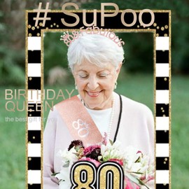 SuPoo 80th Birthday Sash and Crown Rose Gold 80 and Fabulous Birthday Headband Tiara 80th Birthday Decorations for Women 80th Birthday Gifts for Her 80 Year Old Party Decor