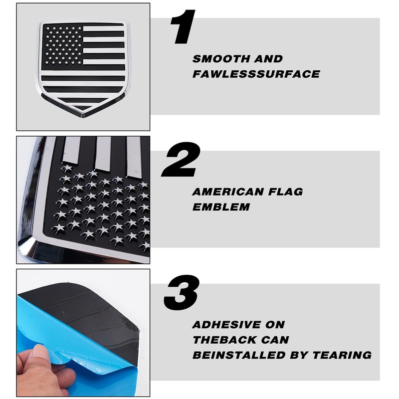 HHLOU for for Ram Tailgate Emblem American Flag Badge Emblem