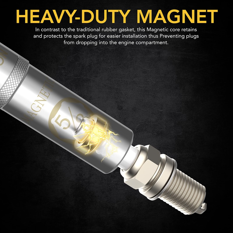 LEXIVON 5/8" Swivel Magnetic Spark Plug Socket, 3/8" Drive x