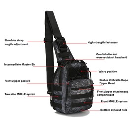 eBigValue Tactical Sling Bag Pack Small molle one Strap Daypack Shoulder Bag Fishing Tackle Sling Chest Bag Pack for Camping Hiking Cycling Outdoors