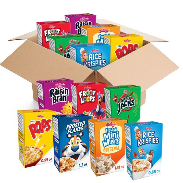 Kellogg's Cold Breakfast Cereal, Bulk Pantry Staples, Kid Snacks, Variety