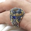 Dinuo S925 pure silver ring embedded elliptic natural agate rock