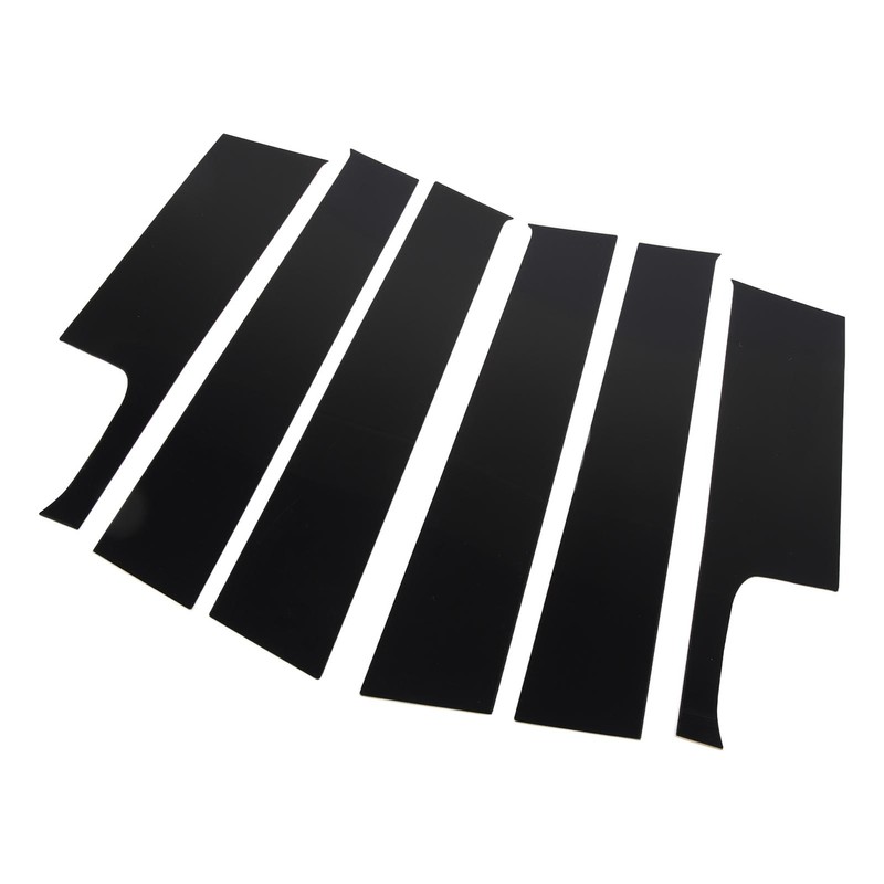 6Pcs B Pillar Posts Trim Glossy Black Firm Paste Exterior