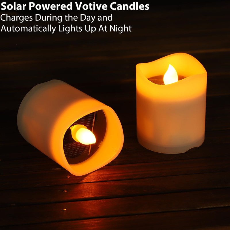 Outdoor Chandelier Solar, Hanging Candle Lantern with 7pcs Solar Powered