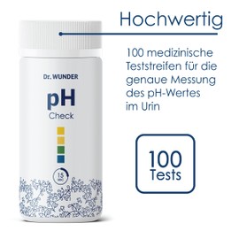 Dr. Wunder® pH Check: 100 High-Quality Test Strips | Ideal for Accurate pH Measurement in Urine & Saliva | Ideal for Acid-Base Control | Exact Results in Just 15 Seconds
