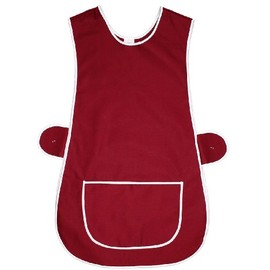 Kentex-Online 2 Pack Womens Home Work Tabard Apron Plain Coloured Single Large Pocket Side Fastening Tabards (OS, Maroon)