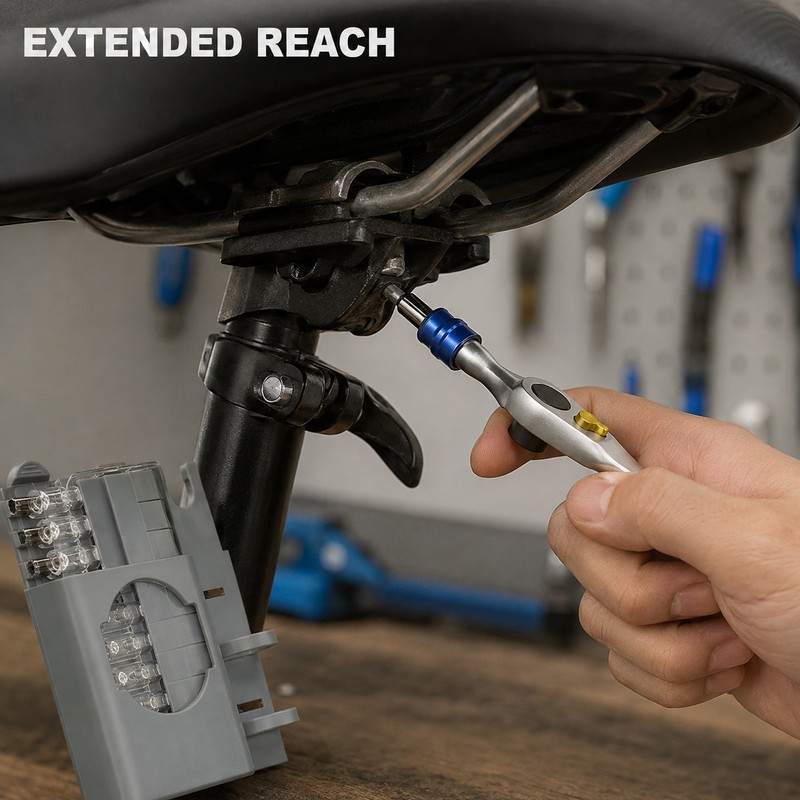 Mini Ratchet Screwdriver Bit Set with Reversible Handle, Magnetic Extension