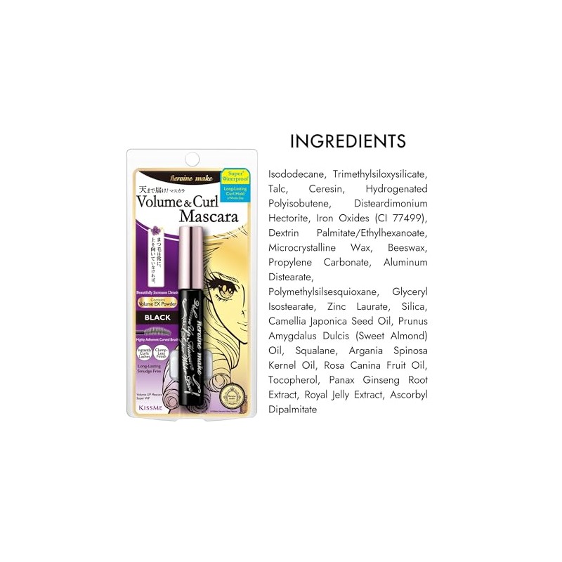 Heroine Make by KissMe Volume & Curl Mascara Black |