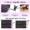Eyelash Extensions, D Curl, Natural Eyelash Clusters, Lashes, 100D-10-18 mm,