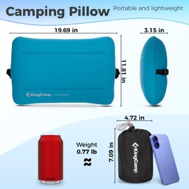 KingCamp Camping Pillow Easy Washable with Removable Cover Ideal Inflatable Pillow as Backpacking Gear Small Pillow Packed Down only 14 oz Compact for Camping Hiking Backpacking