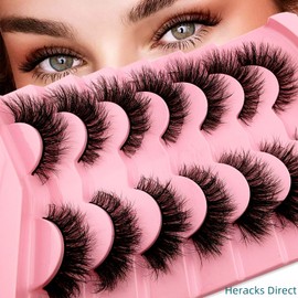 7 Pairs of 3D False Eyelashes, Cat Eye, Fluffy Volume, Curly, Cat-Eye, Artificial Eyelashes, Natural Look, Reusable, Handmade Faux Mink Makeup Eyelashes (TM26)